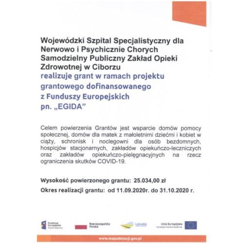 Szpital w Ciborzu otrzymał Grant w ramach projektu „EGIDA”